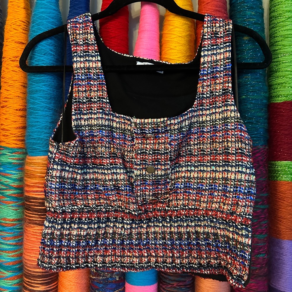 Multi-color tweed vest